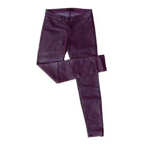 J BRAND Wine Red Faux Leather Skinny Jeans Size 29